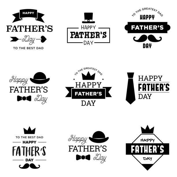 Happy Father's Day Logo, Emblem, Badge, Sticker, Label Set vector art illustration