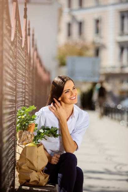 istock Women with groceries 1026937366
