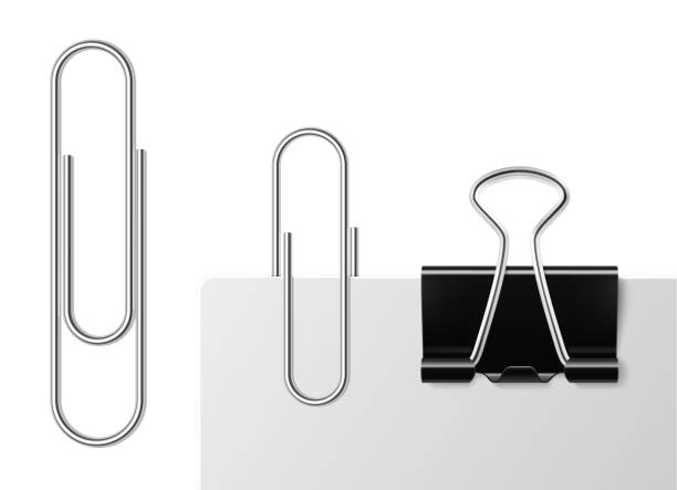 istock Set of paper clip with black binder on white background. 1026950488