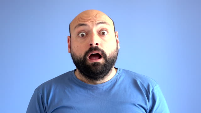 UHD Video Portrait Of Surprised Adult Man