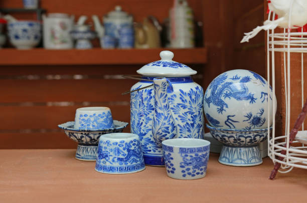 istock Old Chinese Porcelain teapot and teacup. 1026963952