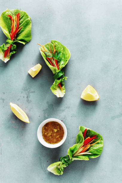 istock Vegetable roll Vegetable snacks Raw Food top view 1026976166