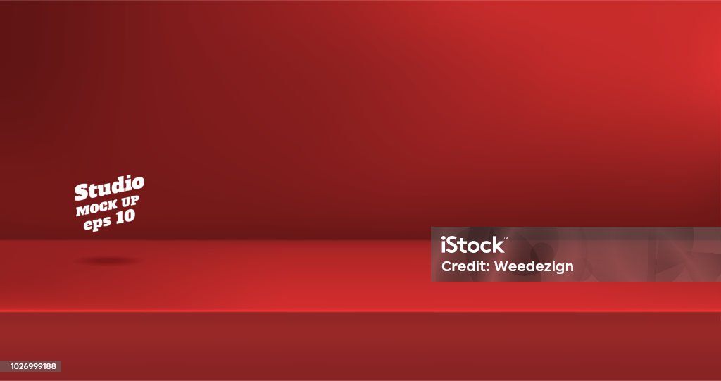 Vector, fond salle de couleur rouge vif vide studio table, présentation du produit avec l’espace de copie d’écran de création de contenu. Bannière de publicité produit sur le site Web. - clipart vectoriel de Rouge libre de droits