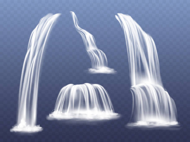 ilustrações, clipart, desenhos animados e ícones de ilustração em vetor cascata cachoeira água fluxo - shower falling water water falling