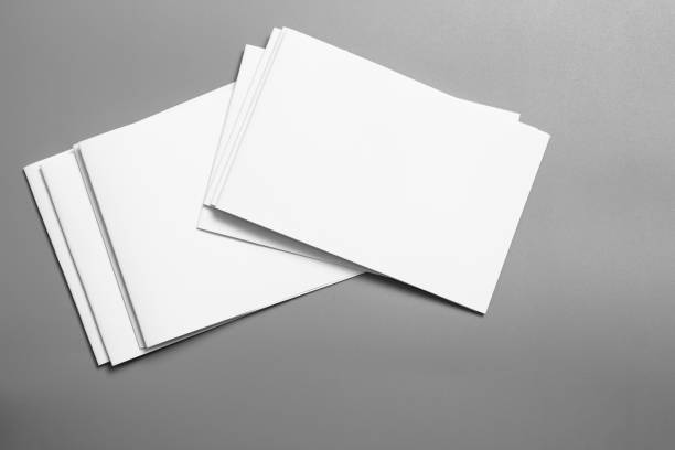 istock Blank portrait mock-up paper. brochure magazine isolated on gray, changeable background / white paper isolated on gray 1027002874