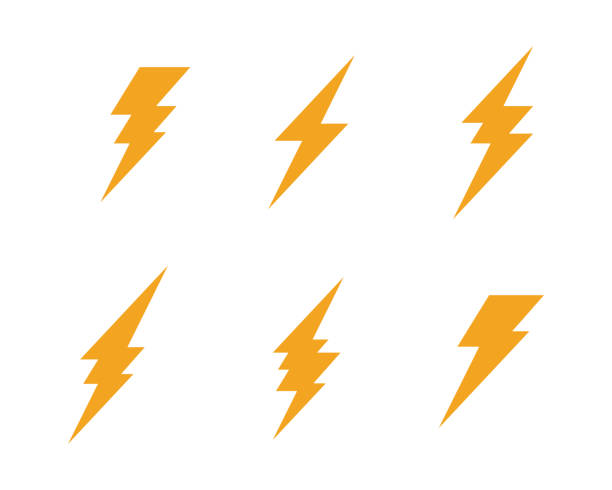 illustrazioni stock, clip art, cartoni animati e icone di tendenza di modello lightning - interface icons flash