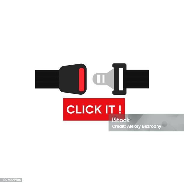 Click Lock Safe Belt Vector Stock Illustration - Download Image Now - Seat Belt, Belt, Car