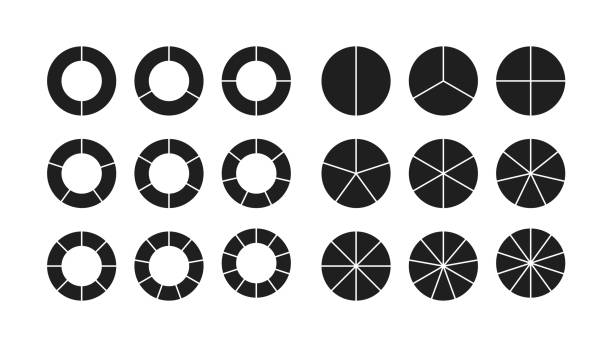 원형 차트 섹션 세그먼트 설정 - four pieces stock illustrations