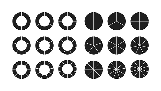 circle chart section segments set vector diagram segments pie template