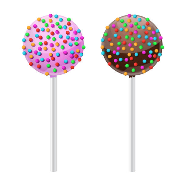 istock Cake pop. Sweet dessert with chocolate and pink frosting and colored sprinkles 1027013166