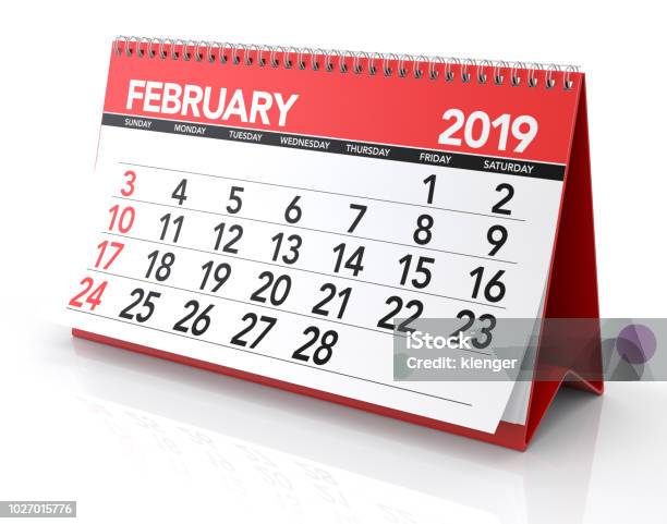 February 2019 Calendar Stock Photo - Download Image Now - Calendar, 2019, Backgrounds