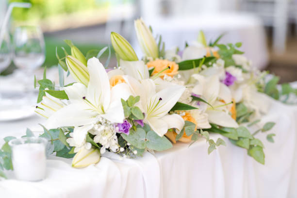 istock Beautiful fresh flowers table decoration in a restaurant for a special event 1027015902