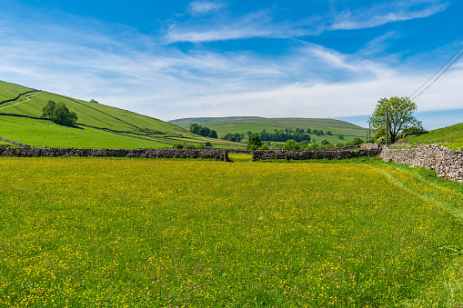 Glaisdale, Yorkshire, UK. The beautiful valley flanked by moorland, and farmland, in the heart of the North York Moors on a bright summer morning near Glaisdale, Yorkshire, UK.