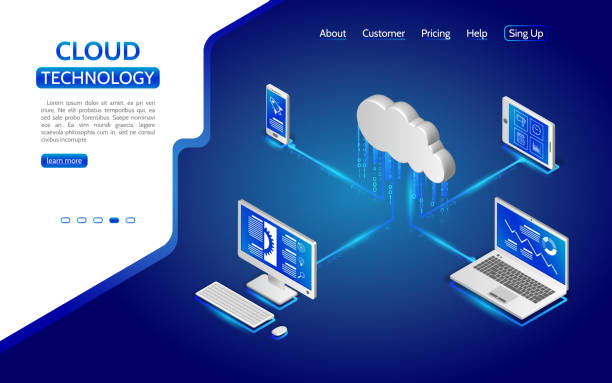 illustrations, cliparts, dessins animés et icônes de notion de services informatique nuage isométrique. - sharing data file document