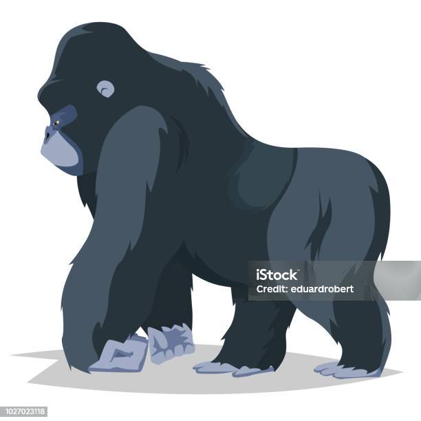 Gorilla Walking Side View Stock Illustration - Download Image Now - Gorilla, Cartoon, Walking