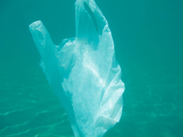istock Plastic bag floating into the sea. Polluted enviromental. Recycle 1027026606