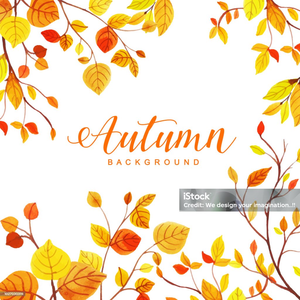 Bellissimo acquerello Autunno Foglie Sfondo - arte vettoriale royalty-free di Autunno