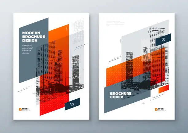 Vector illustration of Brochure template layout design. Corporate business annual report, catalog, magazine, brochure, flyer mockup. Creative modern bright concept in memphis style