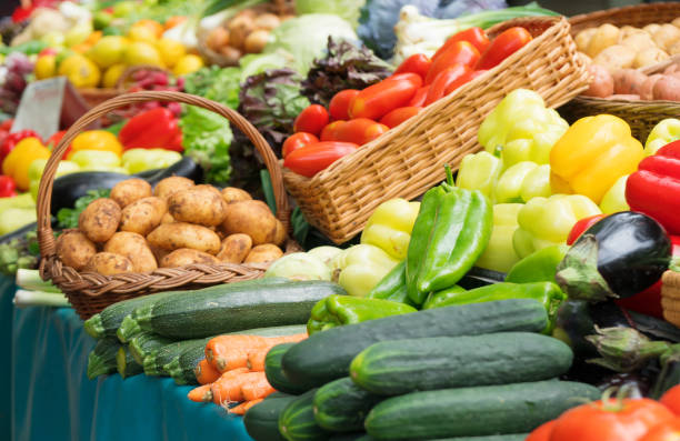 istock Market stand with vegetables on the street. 1027036450