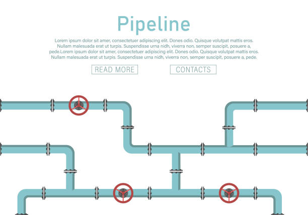 pipeline design background Pipeline design background pattern with pipe with valve vector illustration pipeline design.Valve, pipe connectors, meters, pipe details vector set. pipe smoking pipe stock illustrations