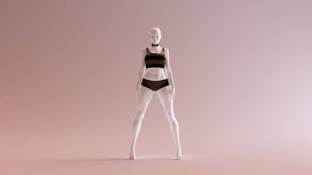 istock Sexy White Abstract Woman in Black Shorts and Tshirt 1027046540