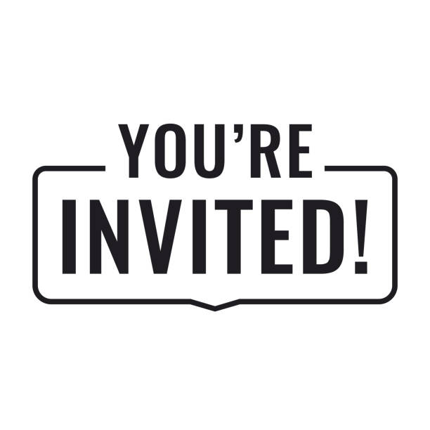 You're invited! Flat vector illustration on white background. Badge icon, mark. invitation stock illustrations