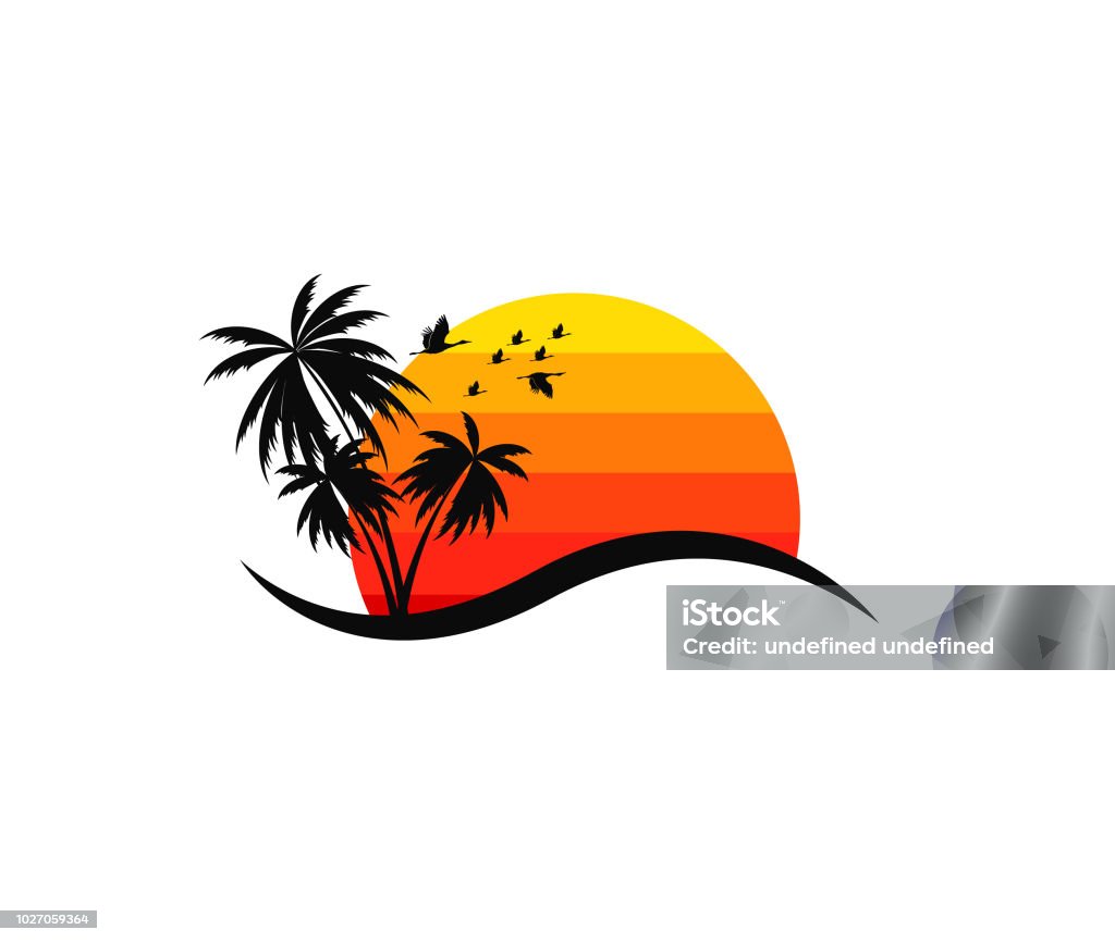 Beach resort and summer theme vector design Beach resort and summer theme logo design template Beach stock vector