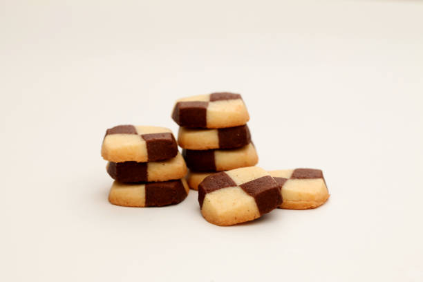milk butter chocolate cookies isolated on white backgrund