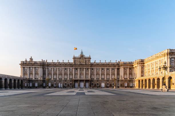 istock Royal Palace in Madrid, Spain, at sunset 1027075640