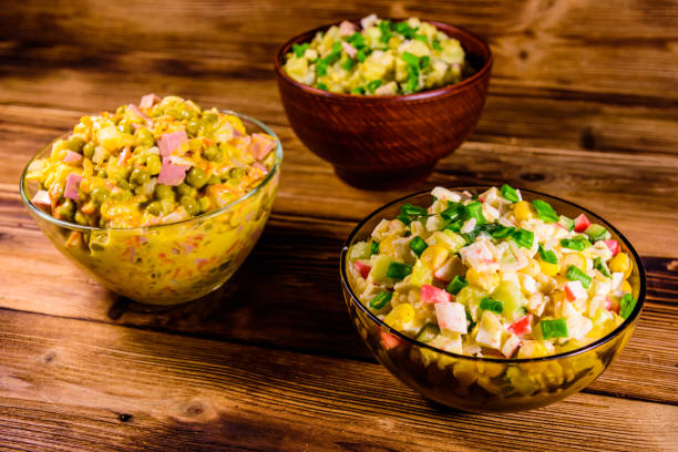 istock Different festive dishes on a wooden table 1027088712