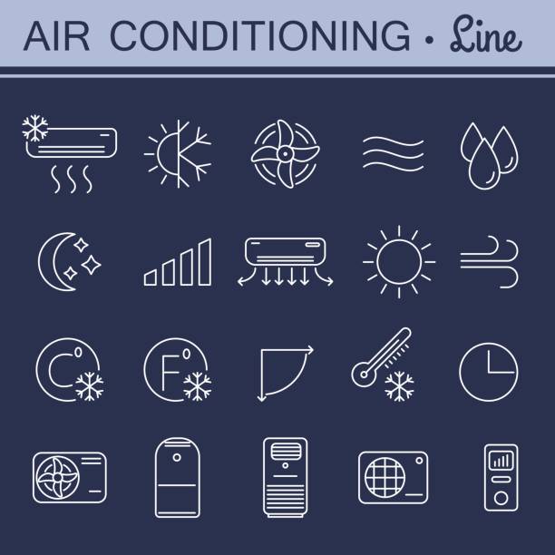 prosty zestaw ikon wektorowych klimatyzacji do twojego projektu. - air air conditioner electric fan condition stock illustrations