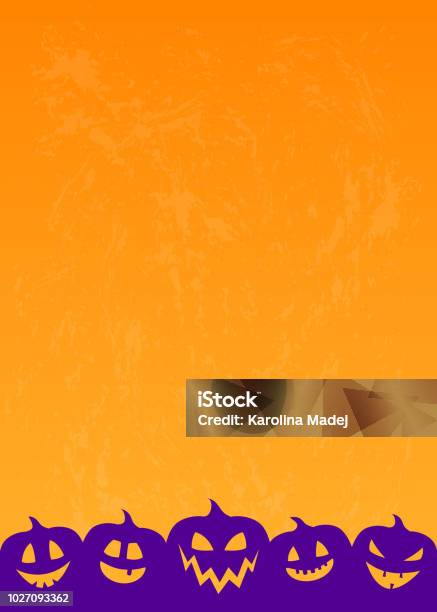 Halloween Design Of Poster With Silhouettes Of Pumpkins Vector Stock Illustration - Download Image Now