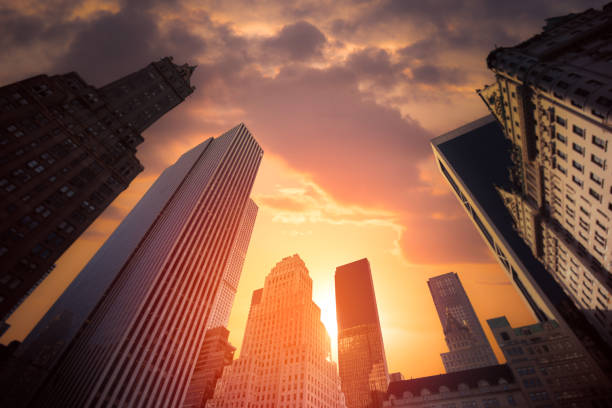 New York City Manhattan Skyline, U.S.A. colorful sunset