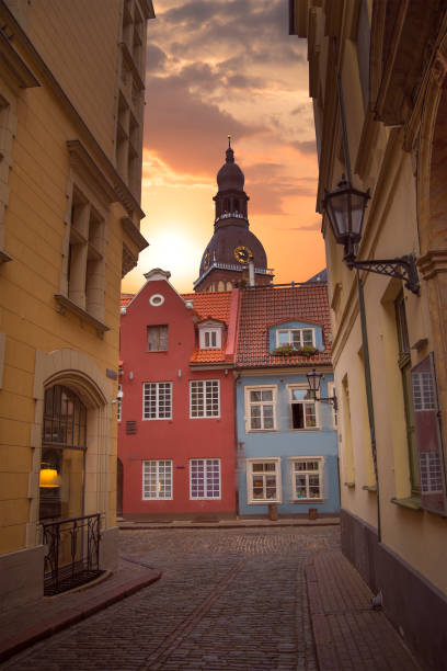 istock old houses on Riga street. Latvia 1027100174