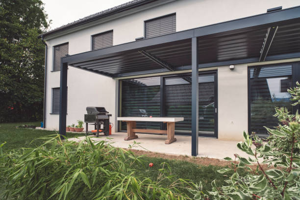 istock Amazing patio and modern house 1027101378
