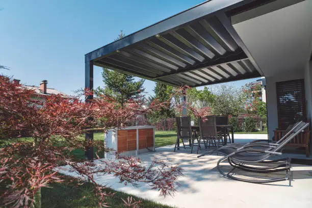 Modern house and pergola