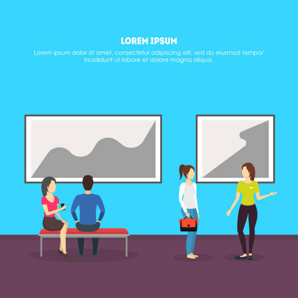 istock Cartoon Museum Visitors Card Poster for Advertising. Vector 1027124912
