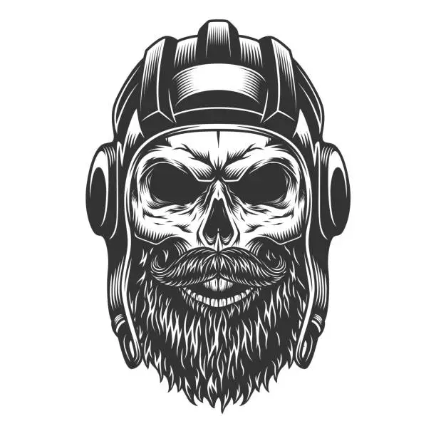 Vector illustration of Skull in the tank helmet