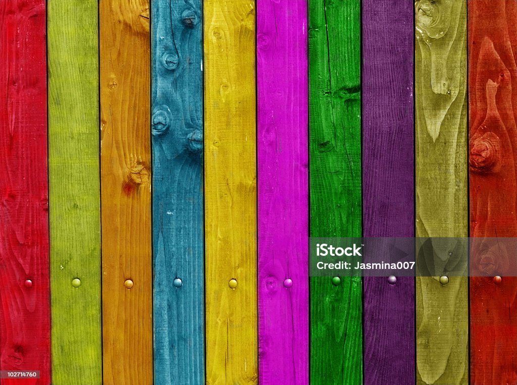 Muro di Tavola di legno multicolore - Foto stock royalty-free di Arancione