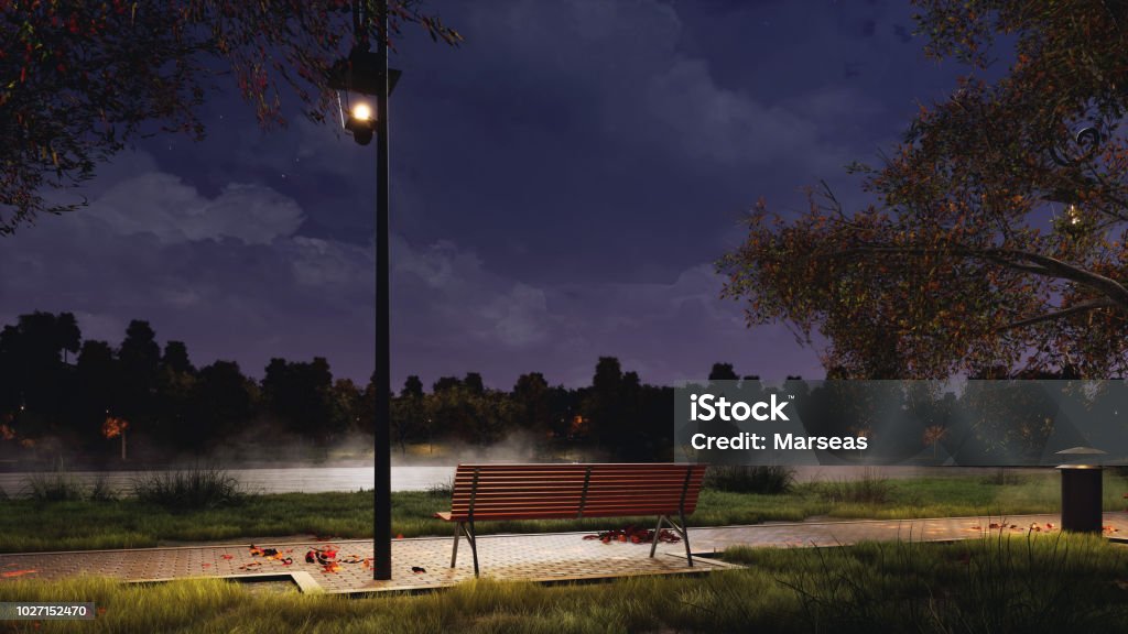 Empty Bench In City Park At Dark Autumn Night Stock Photo - Download Image Now - Autumn, Bench, Fog - iStock Empty Bench In City Park At Dark Autumn Night Stock Photo - Download Image Now - Autumn, Bench, Fog - iStock