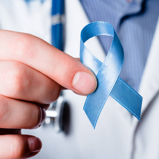 istock Prostate cancer awareness. Blue ribbon 1027153686