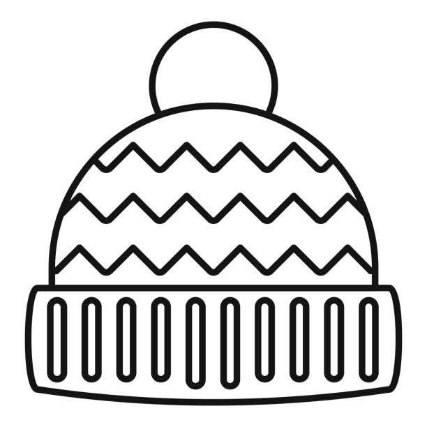 ilustrações, clipart, desenhos animados e ícones de ícone de chapéu de inverno, estilo de estrutura de tópicos - wool scarf backgrounds knitting