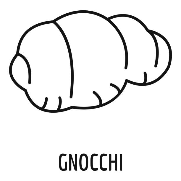 значок пасты gnocchi, стиль контура - pasta shell conchiglie pipe carbohydrate stock illustrations