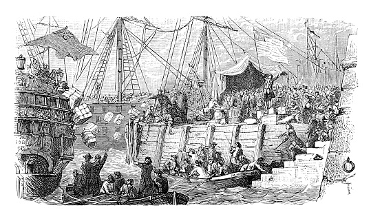 The Boston Tea Party was a political and mercantile protest by the Sons of Liberty in Boston, Massachusetts, on December 16, 1773
Original edition from my own archives
Source : Illustrierte Geschichte 1883