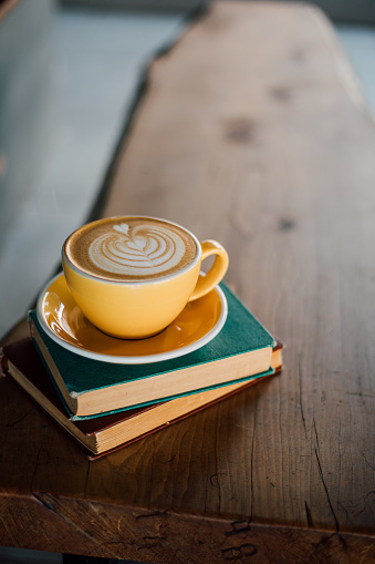 Latte art on book