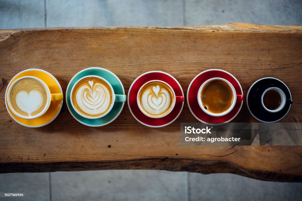 Aerial view of various coffee Coffee - Drink Stock Photo