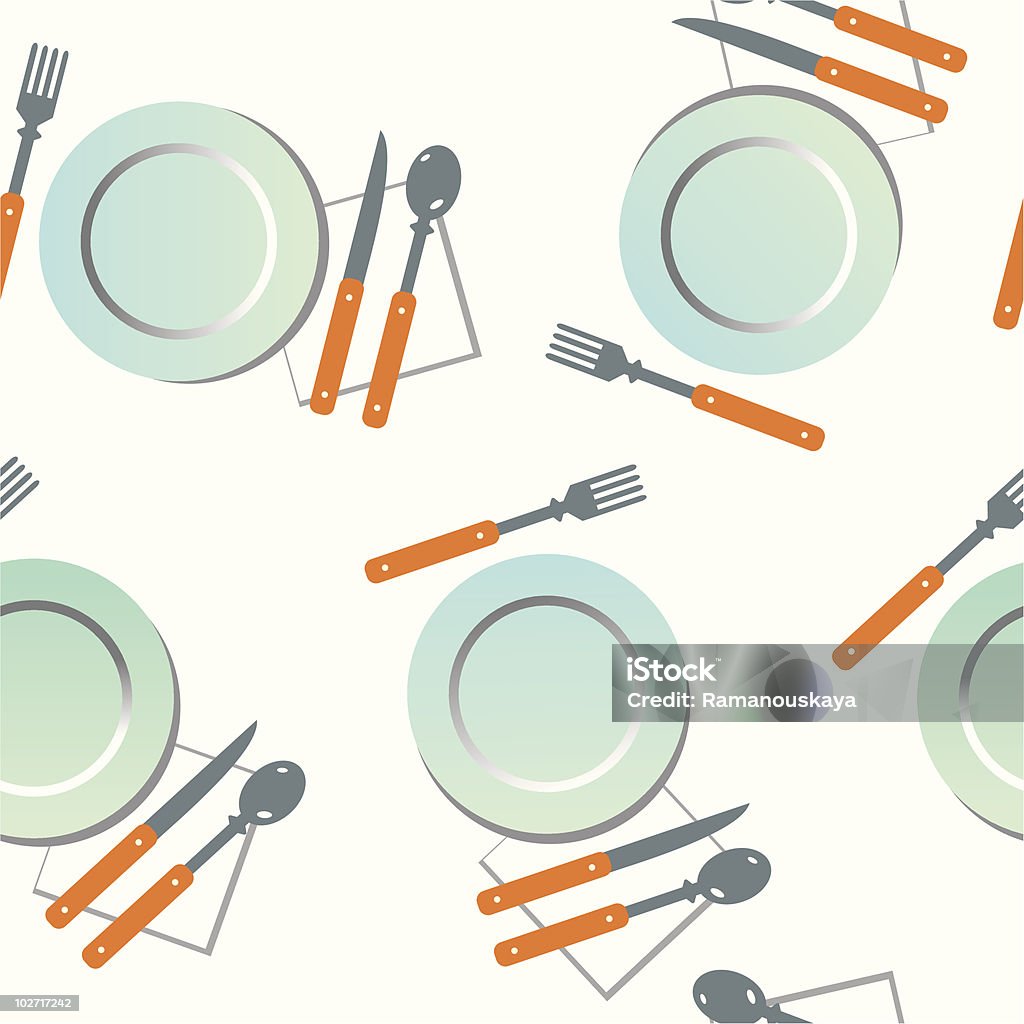 Assiettes avec spoons - clipart vectoriel de Aliment libre de droits