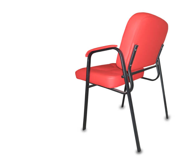 istock back view of modern office chair from red leather. Isolated 1027174794