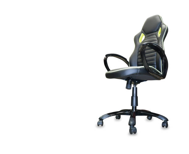 istock Modern office chair from black leather. Isolated 1027174818
