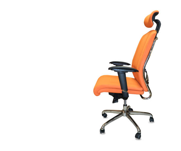 istock The office chair from orange cloth. Isolated 1027174822